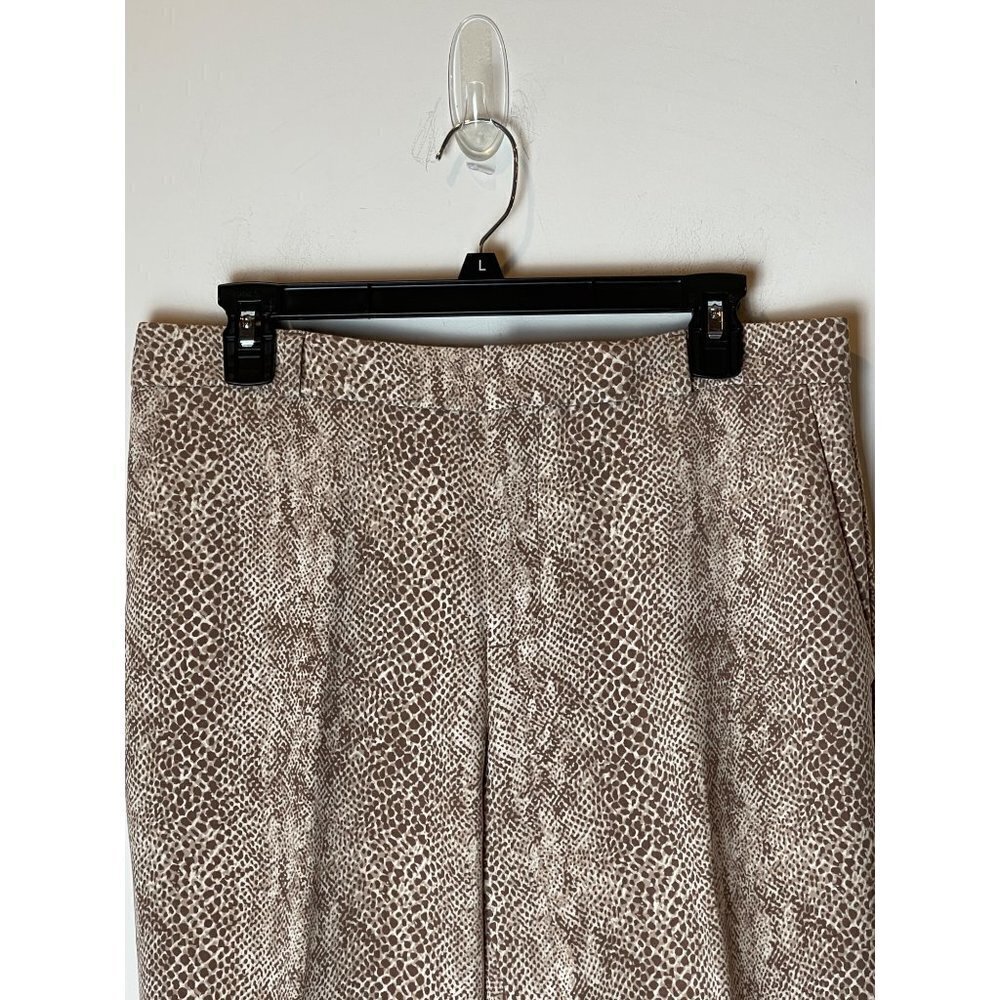 Avery Brown And Ivory Python Snakeskin Print Mid Rise‎ Cropped Pants Size 32 - Picture 5 of 9